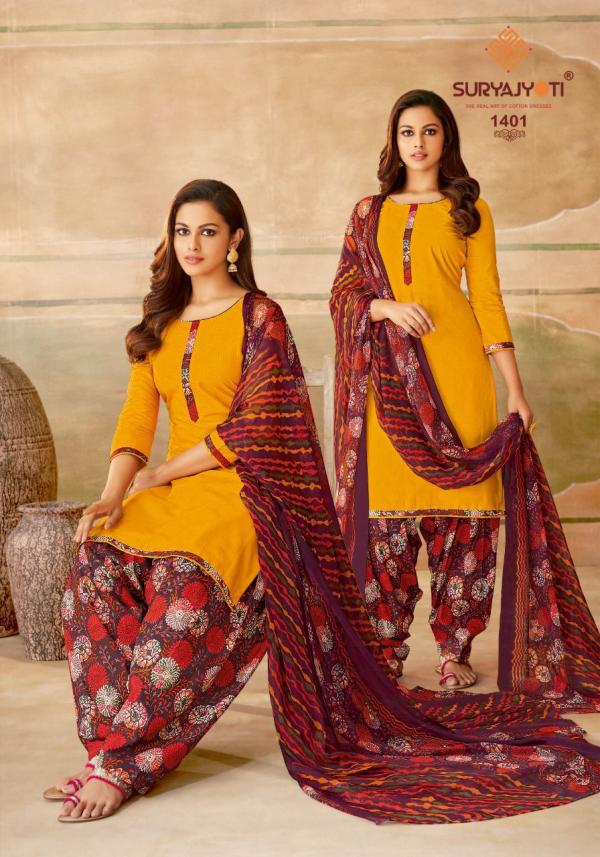 Suryajyoti Chiffon Patiyala Vol-14 Cotton Designer Exclusive Dress Material